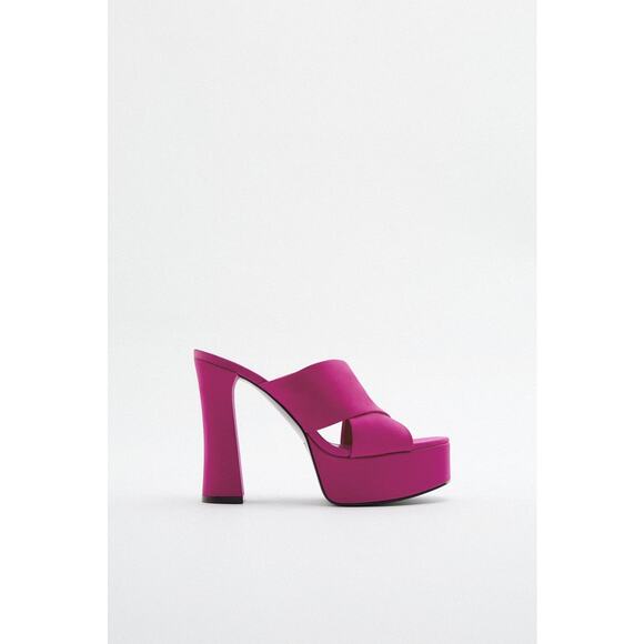 ZARA CHUNKY HIGH HEELED PLATFORM SANDALS - Picture 4 of 10
